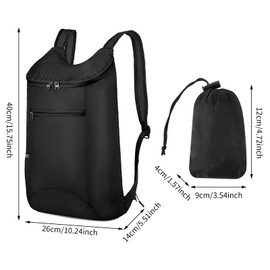 AUXSOUL Pack of 2 Ultralight Foldable Backpacks, Waterproof Hiking Backpack, Ultralight Outdoor Backpack, Packable Backpacks for Camping, Hiking, Travel, Sports, black and blue