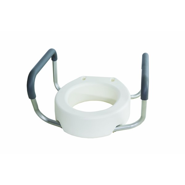 Essential Medical Supply Raised Elevated Toilet Seat Riser for a Standard Toilet with Padded Aluminum Arms for Support and Compatible with Toilet Seat, Standard, 17.5 x 13.5 x 3.5 Inch