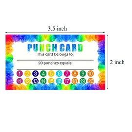 200 Pcs Punch Cards for Classroom, Loyalty Punch Cards for Small Business, Teacher Must Haves Educational Supplies (Multicolored Paint)