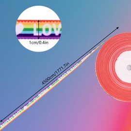 Lyreh Rainbow Stripe Wired Ribbon, 1 Roll 50 Yards Love is Love Colorful Polyester Rainbow Ribbon for Pride Parade Crafts Present Wrapping