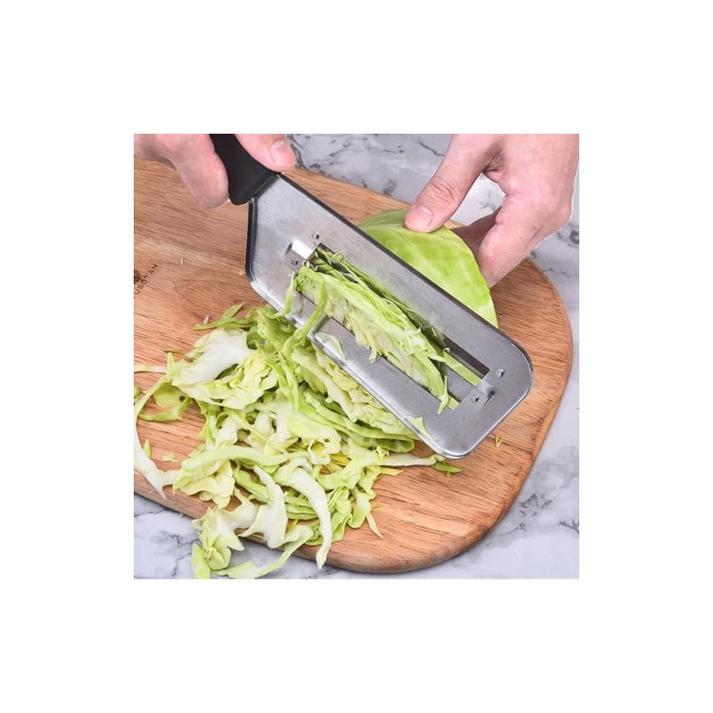 Cuchillo Triturador Repollo Verdura Doble Hoja Acero Inoxidable, 1pz Negro