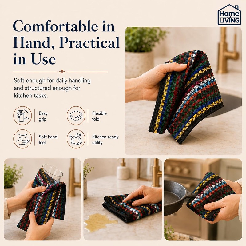 Home and Living Tea Towels for Kitchen,100% Cotton, Pack of