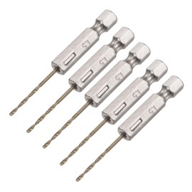 sourcing map High-Speed Steel Spiral Drill Bit 1.5 mm Diameter 1/4 Inch Hexagonal 60 mm Long Pack of 5