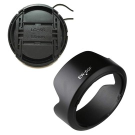 Lens Hood for EW-60F & 55mm Lens Cap for Canon EF-M 18-150mm F3.5-6.3 Lens Fit for M50 M50II M6 M6II M200 M100 M5 Camera (Pack of 2)