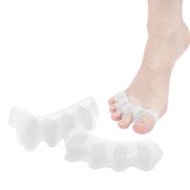 2 Pcs Toe Spacers for Women and Men - Metatarsal Yoga Cushion - Therapeutic Stretchers for Plantar Fasciitis, Bunions, Silicone Toe Separators (white, Medium)