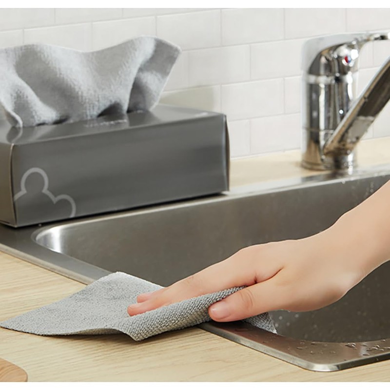 Tongke Disposable Microfibre Cleaning Cloths, Reusable Dish Towels with Dispenser