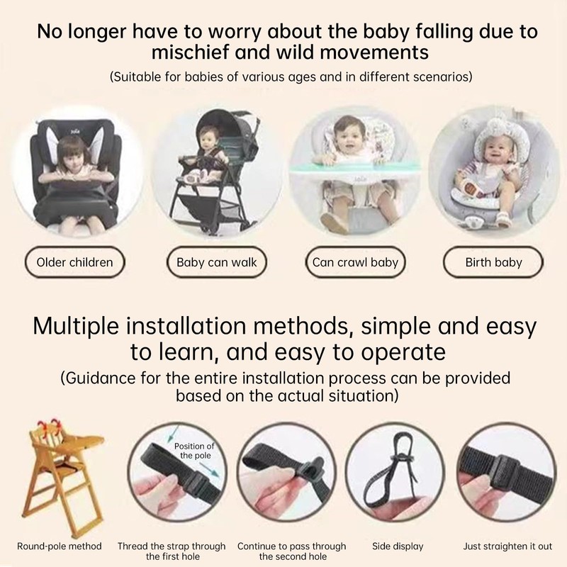 Universal Baby 5-Point Harness Belt, Adjustable Safety Strap for High