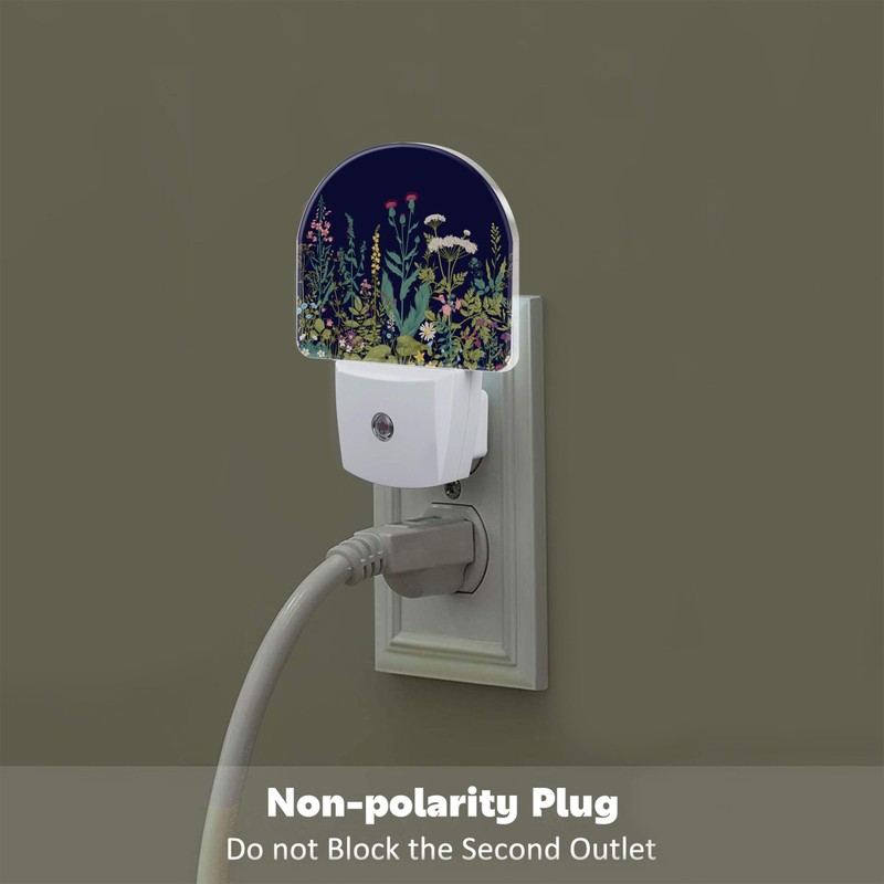 Herbs and Wild Flowers Night Light for Kids,Green Botanical Floral