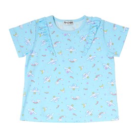 Sanrio 291447 Kids' Short Sleeve Pajamas, Cinnamoroll, 55.1 inches (140 cm), Water Absorbent, Quick Drying, Loungewear, For Children, With Name Space on Tag