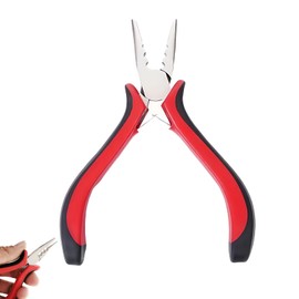 Hair Extension Pliers 3 Hole Hair Tongs for Nano Rings and Micro Rings, Red, Ideal for Applying and Removing Real Hair Extensions, for Hairdressers