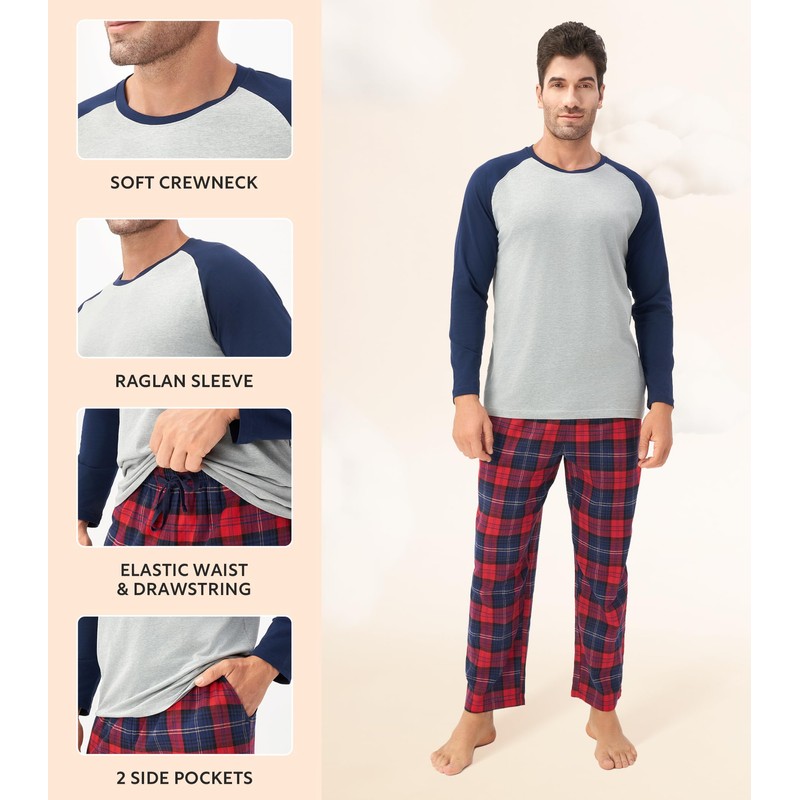DAVID ARCHY Mens Pajamas Set - Soft Pj Sets for