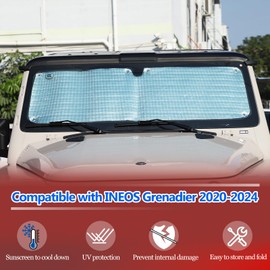 Tumukiw Front Windshield Sun Shade Compatible with Ineos Grenadier 2020-2024 Car Windshield Sun Shade Foldable Sun Shield UV Protection Car Accessories