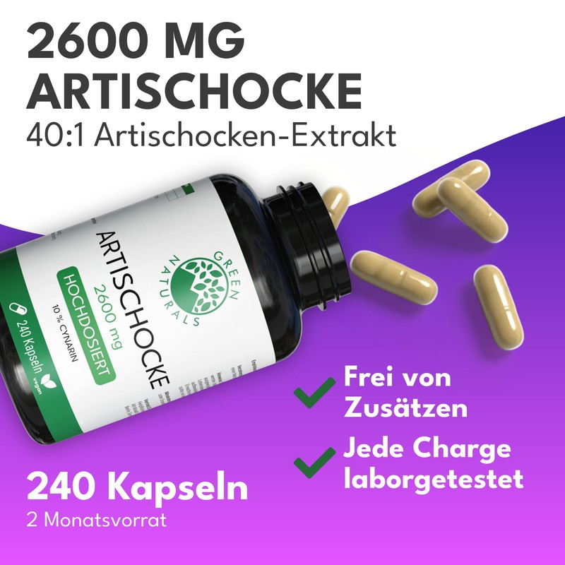 Green Naturals Artichoke - High Dose: 2,600 mg Extract -