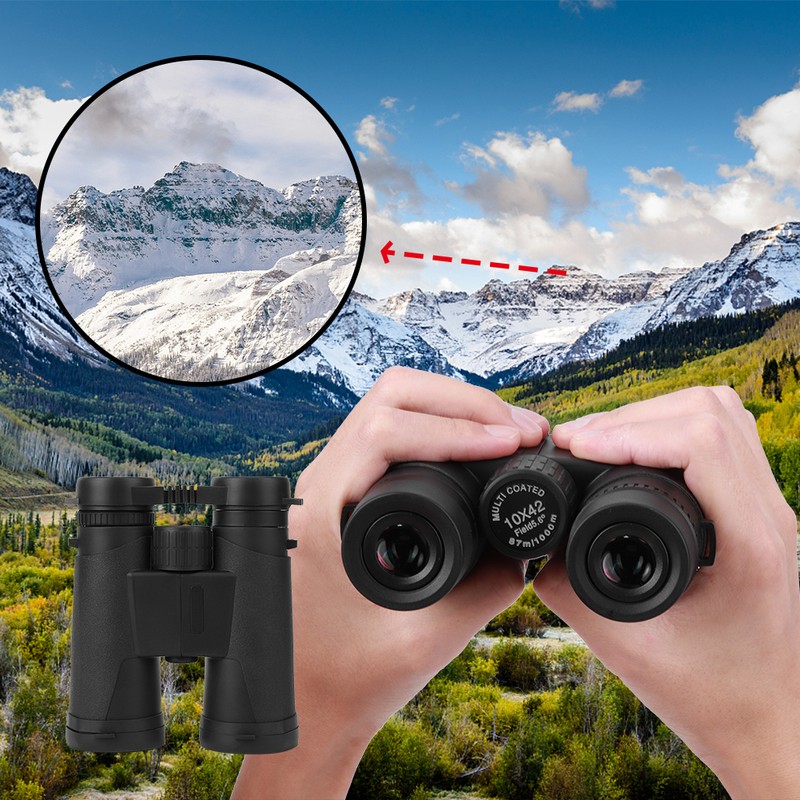 10X42 Binoculars BAK4 Portable Telescope with Universal Cilp for Outdoor