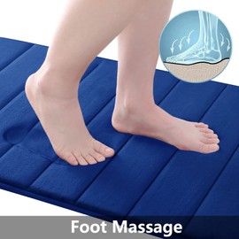 Buganda Bathroom Rug and Mat Set, 2 Piece Memory Foam Bath Mat and U-Shaped Toilet Rug, Machine Wash Dry, Soft Non Slip Absorbent Bath Rug for Bathroom, Shower and Tub (30" x 20"+24" x 20", Navy)