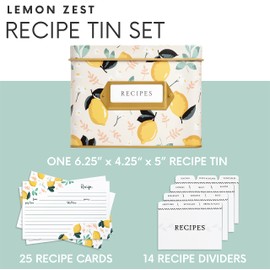 Jot & Mark - Caja de regalo completa para recetas | Caja decorativa para recetas (ralladura de limón)