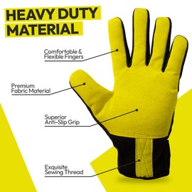 HMH Leather Gardening Gloves For Men And Women, Utility Work Gloves for Garden & Building Work, Dexterity & Breathable Construction Glove (Yellow, S)