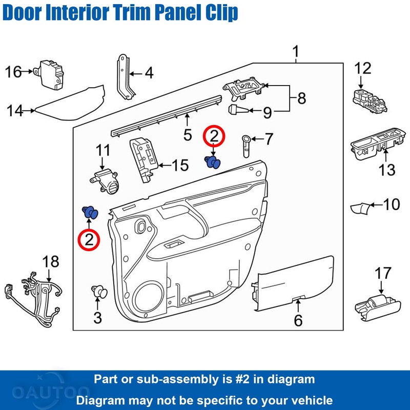 OAUTOO 25pcs Door Interior Trim Retainer Clip 67771-26240 for Toyota