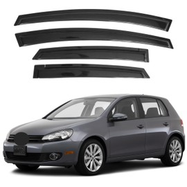 IG Window Visor for Volkswagen (VW) Golf MK6 Hatchback 2010-2014, Rain Guard Tape-On Durable Sun Wind Side Vent Window Deflector Mugen Style, 2010 2011 2012 2013 2014 (5-Door Only)