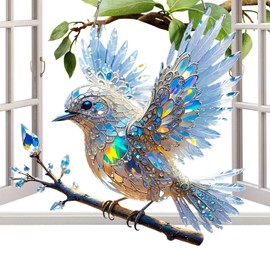 Bird Decor,Stained Glass Window Hummingbird Ornament - Acrylic 2D Flat Sun Catcher Shiny Window Pendants Crystal Home Decor for Women Animal Lover Wedding