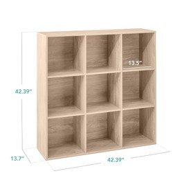 Best Choice Products 9-Cube Storage Organizer, 13.5in Shelf Opening, Bookcase, Display Shelf, Customizable w/ 3 Removable Back Panels – Light Oak