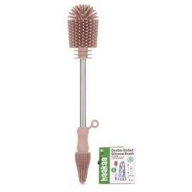 haakaa Cepillo de Limpieza de Silicona Cepillo para Botellas de Doble Punta con Cerdas de Silicona Suaves para Sacaleches, Colectores de Leche Materna, Biberones, Tetinas, Bolsas de Almacenamiento de