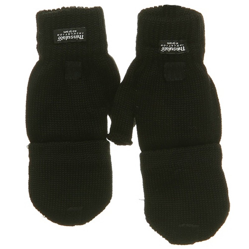 Wool Acrylic Glove Mitts - Black