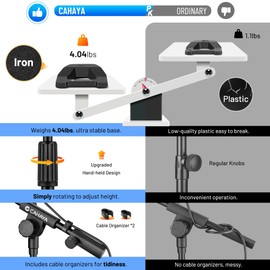 CAHAYA Mic Stand Desk Adjustable - Boom Arm Desktop Microphone Stand Metal Weighted Base A-frame Table Mic Mount with 2 Mic Clips 3/8" to 5/8" Screw Adapter Mic Mount for Singing Stage Performance