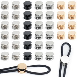Prebarfun Pack of 80 Cord Locks Metal 2 Hole Spring Cord Locks Closure Cord Locks Double Hole Cord Clamp for Cords Lanyard Clothing Backpack Sportwear (4 Colours)