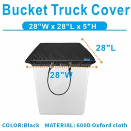 VeyoStories Bucket Truck Cover, Bucket Truck Accessories, Easy to use, Tear-resistant, with Elasticated Cord Buckle, Fits 1 Man Vinyl Bucket, Edge to Edge. (Cover Only) (Black, 28" x 28" x 6")