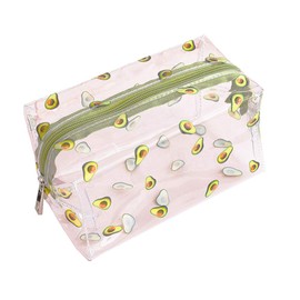 Cute Crystal Clear Cosmetic Bags, Travel Toiletry Clear Makeup Bags, Portable Makeup Brushes Kit Storage Bag, Waterproof Cartoon Organization For Women Girls (Avocado)