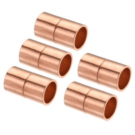 YOKIVE 5 Pcs Copper Pipe Coupling, Straight Connecting Adapters Joint with Roll Tubes Stop C x C Solder Connections Great for Plumbing Refrigeration (Copper Tone, 0.31-Inch)