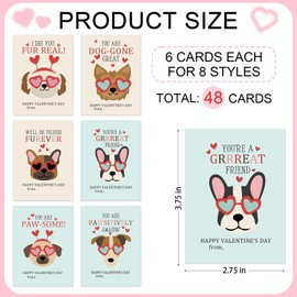 Puppy Mini Valentine's Day Card for Kids, Cute Dog Classroom Valentine Cards Pack, Funny Valentines Day Exchange Cards for Girls Boys Class