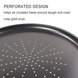 Webake Vented Pizza Pan 12 Inch with Holes Pizza Crisper Tray Non-stick Coating on Carbon Steel Round Pizza Plate for Oven, Perforated Baking Sheet for Home Restaurant Kitchen
