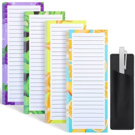 Thboxes 4 Pack Magnetic Note Pad for Fridge with Pen Holder, Totally 200 Sheets Grocery List Magnet Pad for Refrigerator Magnetic Shopping List Pad（Fruit Design）