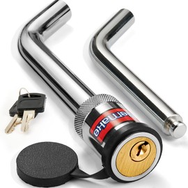 Trailer Hitch Lock - Hitch Pin Lock 1/2" and 5/8", Heavy Duty Brass Core Locking Mechanism, 3'' & 3-1/2" Extra Long Effective Length for Class I - V Hitch (Tow Receivers 1-1/4”, 2” and 2-1/2")