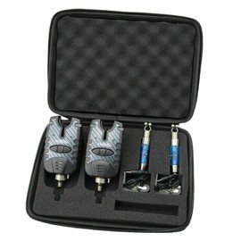 TMC 2 x Carp Fishing Bite Alarm and illuminated Swinger Set. Blue LED, Water Resistant