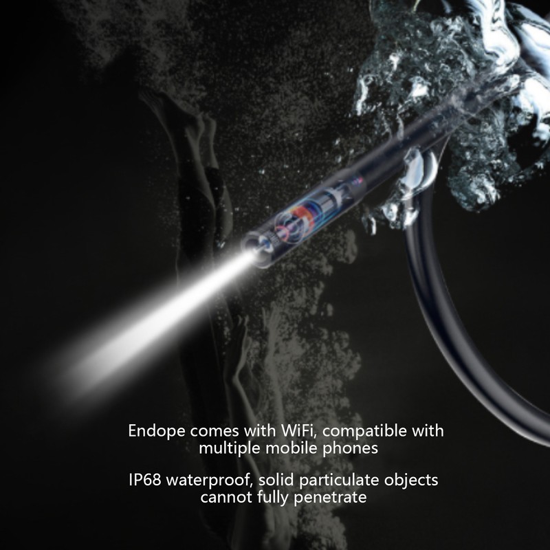 8mm Wifi Industrial Endoscope Inspection Camera 1200P HD Lens IP68