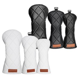 Headcover Set Driver Headcover Wood Cover Utility Golf Headcover UT Cover Waterproof for Driver 440cc 460cc Solid Diamond (1 Black DR)