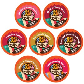 Crazy Cups Christmas Coffee Variety Pack, Holiday Sampler of Single Serve Flavored Coffee Pods For Keurig K Cup Machines, 50 Count - Great Holiday Gift