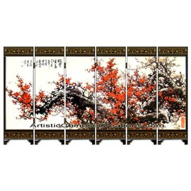 Chinese Home Decor / Chinese Gifts / Chinese Crafts / Chinese Mini Screen: Chinese Folding Mini Screen - Plum Blossom