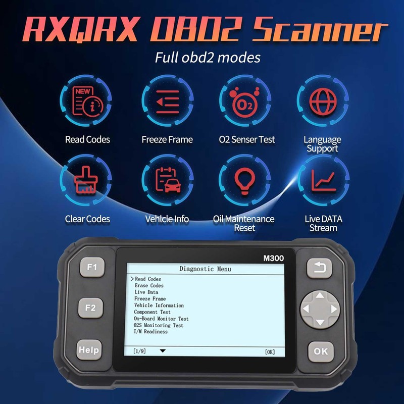 RXQRX M300 OBD2 Scanner, Vehicle Code Reader for Check Engine