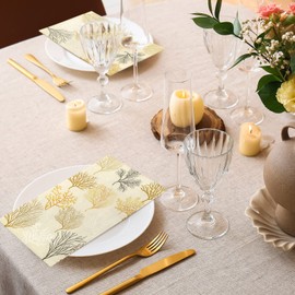 Geyoga 200 Pcs Sea Fans Guest Napkins 2 Ply Coral Themed Bathroom Napkins Ocean Beach Disposable Hand Towels Decorative Paper for Buffet Kitchen Bathroom Birthday Bridal Baby Shower Wedding