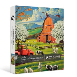 Vintage Barn Puzzles for Adults 1000 Pieces, PICKFORU Autumn Farm Jigsaw Puzzles 1000 Pieces, Retro Fall Scenery Puzzle as Wall Decor