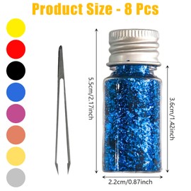 YNR 8 Bottles Gold Foil Flakes Leaf Gold Leaf Flakes Imitation Gold Leaf Set with Tweezer Foil Flakes Metallic Gilding Paper Inedible for Nails Art,Painting,Crafts,Resin Jewelry Making Decoration