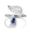 Birthstone Wing Rings Sterling Silver Adjustable Feather Heart Month Stone