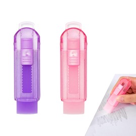 Coollooda Eraser [Set of 4] Stick Eraser, Retractable Eraser, Roller Eraser, Fruit Eraser, Large Capacity, No Odor, Stretchable, Cute, Crack Resistant, Won't Scratch Paper, Office, School, Stationery,