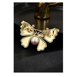 Rhinestone Butterfly Brooch Pin Silver Gold Crystal Animal CZ Brooches Lapel Pins Sparkly Accessories Jewelry Gifts-C white