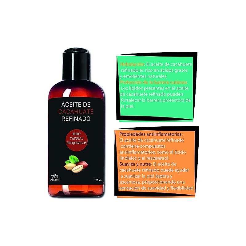 Aceite para Masajes de Cacahuate Refinado 100% Puro Orgánico