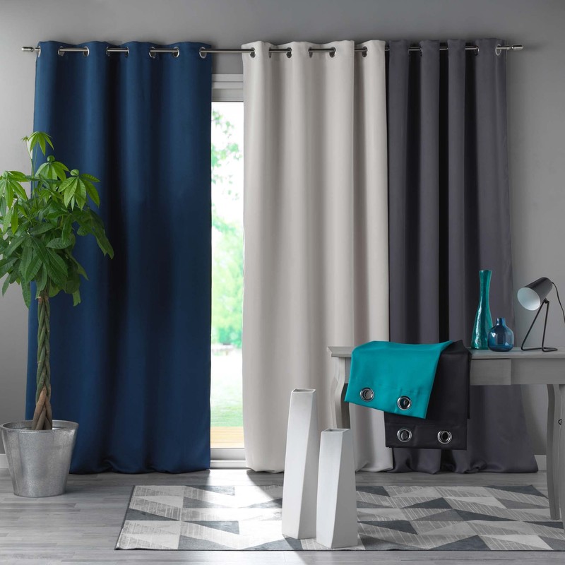 Douceur d'Intérieur, Emerald Blackout Eyelet Curtain 135 x 240 cm